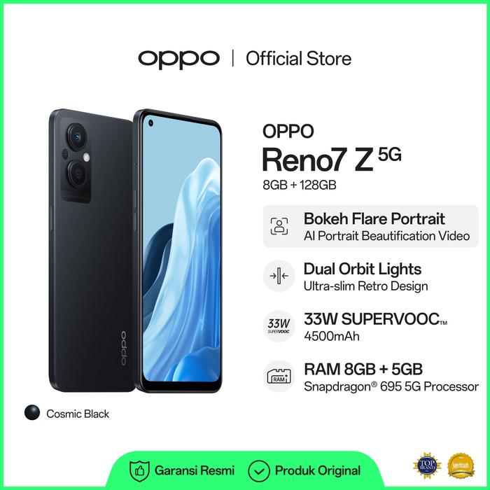Gambar OPPO Reno7 Z 5G 8GB/128GB Smartphone (Garansi Resmi) - Cosmic Black dari OPPO Store Indonesia undefined Tokopedia