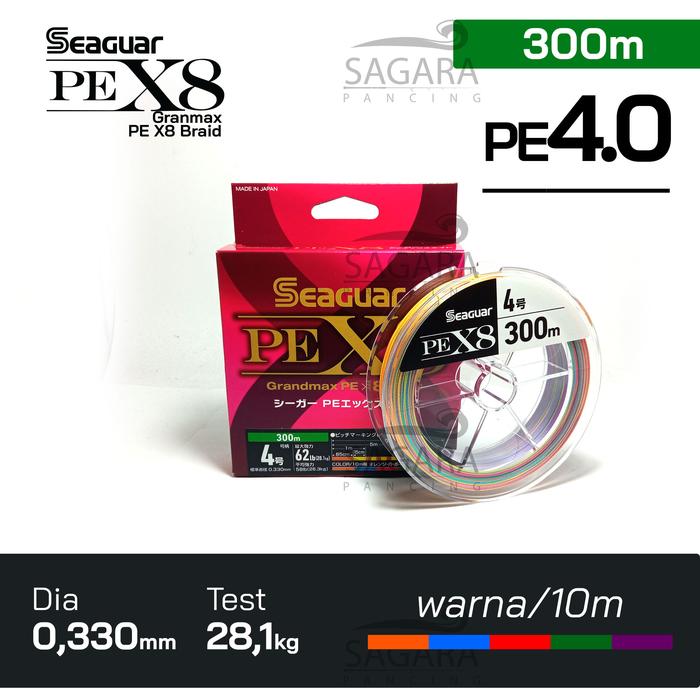 Gambar Senar PE Seaguar Grand Max X8 Multi Color PE Seaguar 200 | 300 | 400 Meter - PE#4-300Meter dari Sagara Pancing undefined Tokopedia