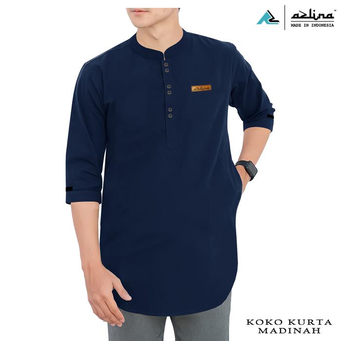 Gambar Baju Koko Kurta Dewasa Tangan 3/4 Katun Madinah Premium Kualitas Impor - Navy, L dari Agen Kurta Kaos dan Koko Pria Dewasa undefined Tokopedia
