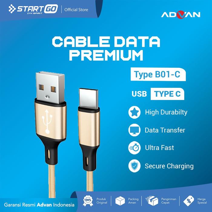 Gambar ADVAN STARTGO Kabel Cable Data Premium USB to Type- C - B01-C Red dari Golden Celluler undefined Tokopedia