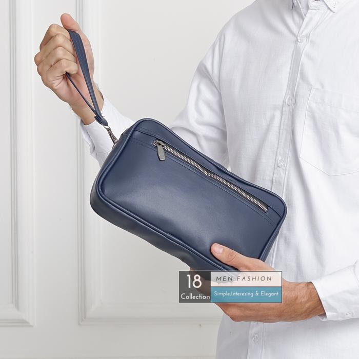 Gambar Hand Bag Pouch Kulit Import PREMIUM - Navy dari 18Collection undefined Tokopedia