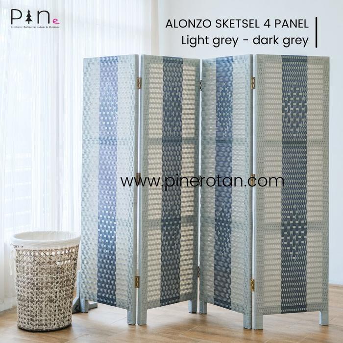 Gambar Pembatas / Sekat Ruangan Rotan Sintetis - Alonzo Sketsel 4 Panel - L Grey - D Grey dari Pine Rotan Jogjakarta undefined Tokopedia