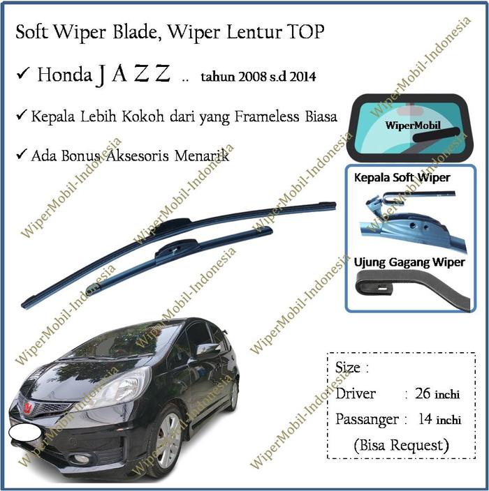 Gambar Wiper Kaca Mobil Honda New Jazz 2008 2009 2010 2011 2012 2013 2014 - Set Kaca Depan dari tokomoistore undefined Tokopedia