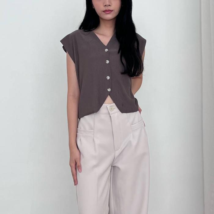 Atasan Rompi Jual Cho Top - Rompi Atasan Vest Wanita Korea Hitam Polos - Jakarta ...