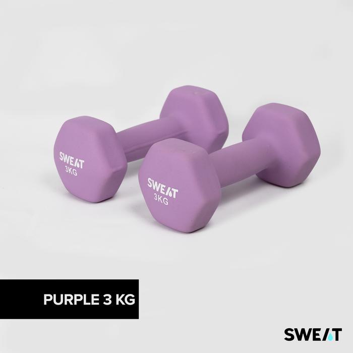 Gambar SWEAT 1 PAIR DUMBBELL 1KG 2KG NEOPRENE GYM & FITNESS - 3kg, Black dari SWEAT.ID undefined Tokopedia