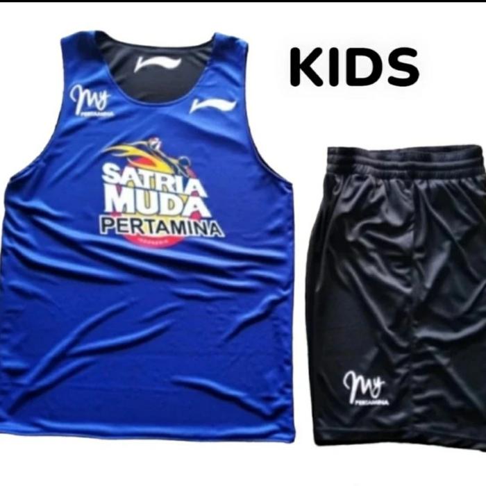 Gambar JERSEY BASKET ANAK SETELAN SATRIA MUDA PERTAMINA PRIA/WANITA OLAHRAGA - hitam_biru, XS dari ALFATIH 05 Store undefined Tokopedia