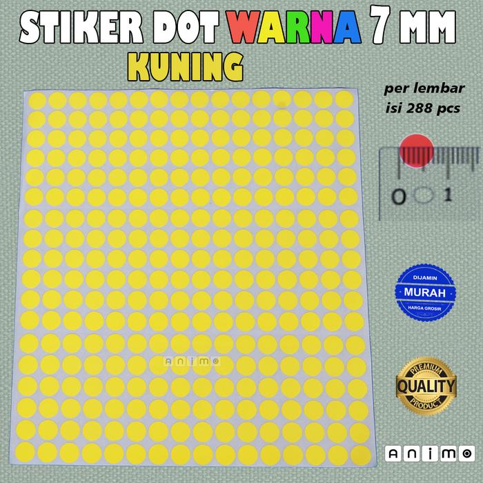Gambar Stiker Bulat Warna - COLOR DOT STICKERS - Kuning 7 MM dari ANIMO LABEL undefined Tokopedia
