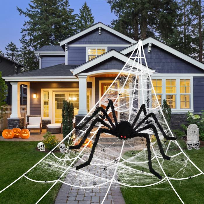 Gambar Paket Komplit Jaring Sarang Laba Jumbo Black Spider Dekorasi Halloween dari MadisonShop undefined Tokopedia