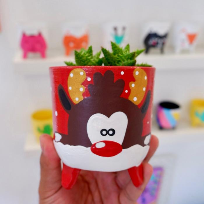 Gambar Christmas Series Pot & Kaktus Cloky Cactus / only planter - Rudolph dari Cloky Art Studio Kota Magelang Tokopedia