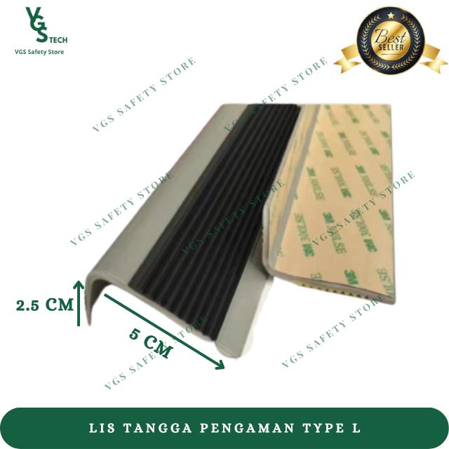 Gambar Lis tangga Pengaman Anti Slip type L 5cm Step Nosing + Perekat 3M - Hitam dari VGS Safety Store undefined Tokopedia