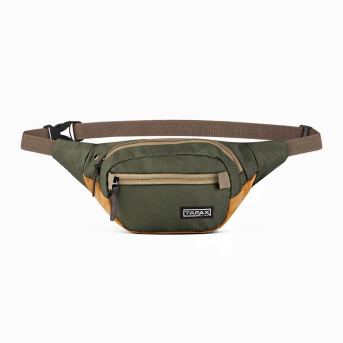 Gambar [Beli Lokal] TAPAXCO Bundle Hemat Selempang Pria Buy 1 Get 1 Slingbag and Waistbag Casual Local Original Hitam Kanvas Pinggang - army coklat dari Tapaxco undefined Tokopedia