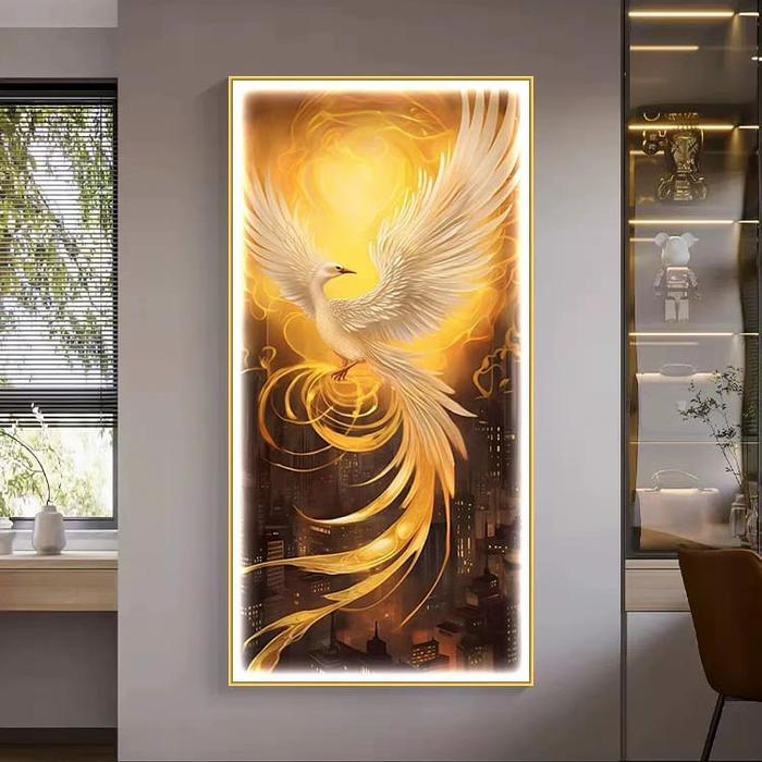 Gambar FIERY PHOENIX BIRD CRYSTAL PORCELAIN WALL DECORATION HIASAN DINDING - C, 90x180cm dari nobledeco undefined Tokopedia