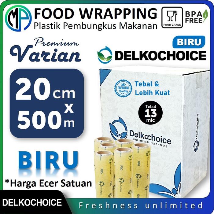 Gambar Food Wrap Plastik Pembungkus Makanan 500m (Food Grade) PREMIUM BIRU - BIRU 20CMx500M dari MasterPacking undefined Tokopedia