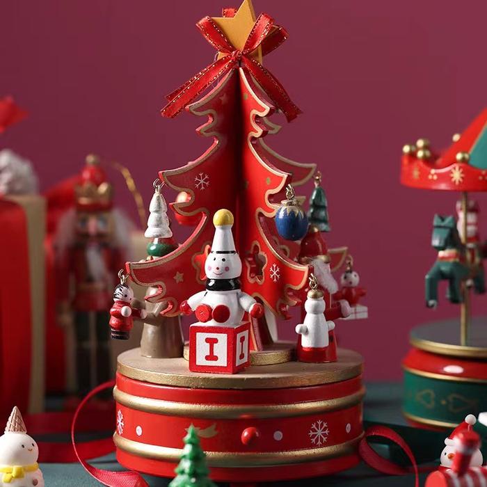 Gambar Premium wooden music box/Kotak music kayu kado - Star xmas red dari CASA CHIC undefined Tokopedia