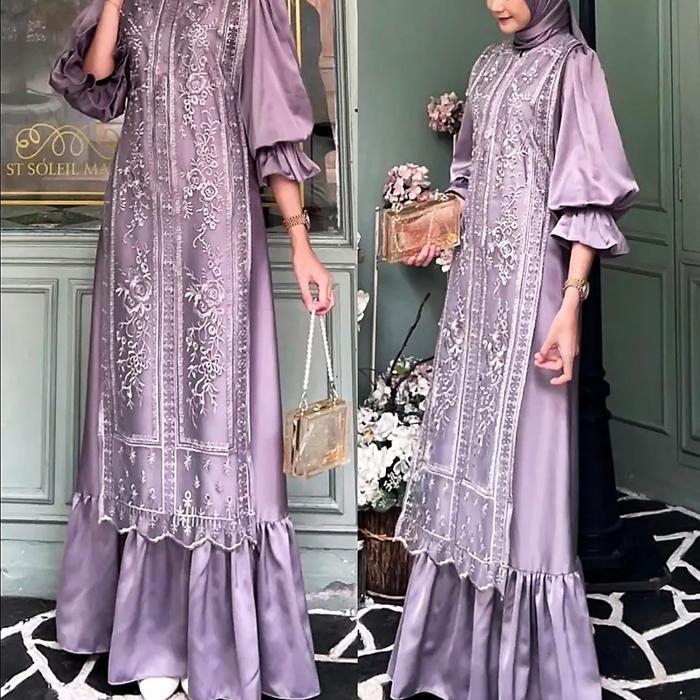 Gambar Dress Sonya BUSUI size L XL bahan Roberto Cavali Mix Tile Fancy - mauve, XL dari YutakaOls undefined Tokopedia