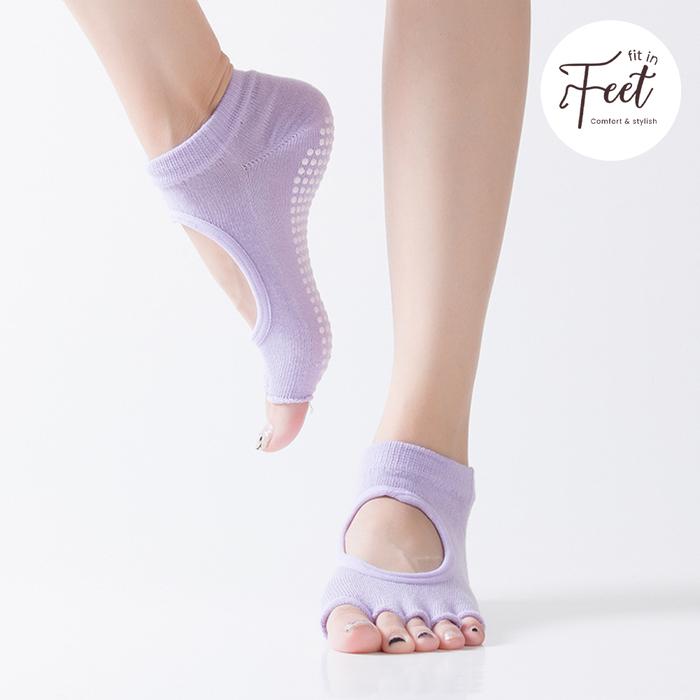 Gambar FIT IN FEET - SPORT SOCKS ANTISLIP FINGERS HOLE / Kaos Kaki Olahraga Yoga Semata Kaki Anti Licin Wanita - Toe-LightPurple dari Auzu Socks undefined Tokopedia