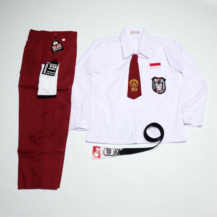 Gambar Setelan Super Lengkap Seragam Sekolah Sd Laki Kemeja Panjang Celana - TANPA TOPI, KELAS 1 dari schoolmarket undefined Tokopedia