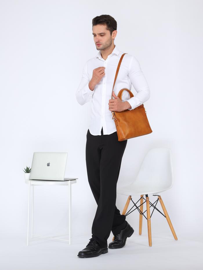 Gambar GK Naraya Laptop Bag - Tas Laptop Kulit /Briefcase Kulit Asli - Cokelat dari Garut Kulit_NEW undefined Tokopedia