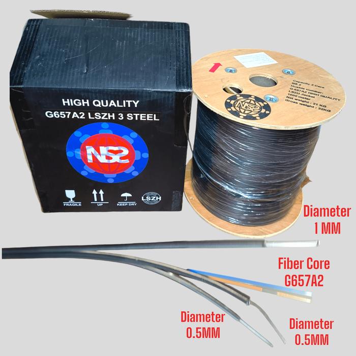 Gambar kabel fo drop core 4 core 3 seling NS2 high quality fiber optik - 2Core 3Seling dari NS2 INDONESIA undefined Tokopedia