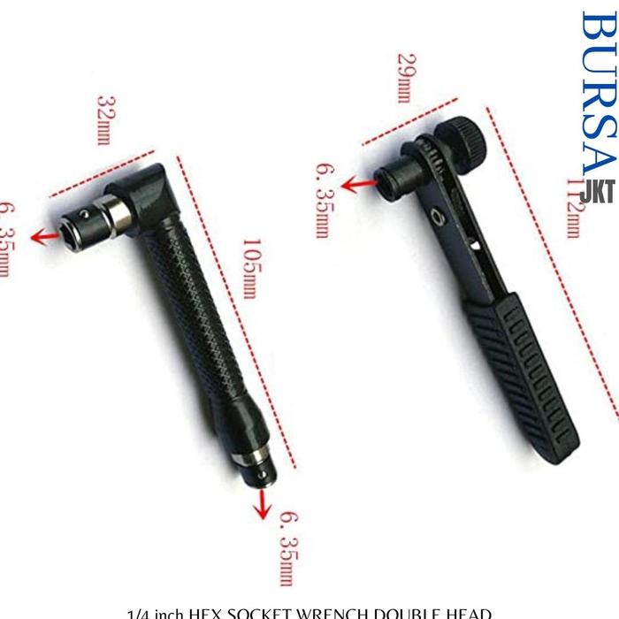 Gambar WRENCH SOCKET GAGANG KUNCI RATCHET OBENG HEXAGONAL 2IN1 6.35 - BOTH 2IN1 dari -ADASI- undefined Tokopedia