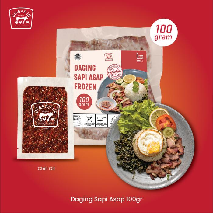 Gambar SEI SAPI Frozen / Daging Sapi Asap DIASAPIN 100gr + 1 Sambal 30gr - Chili Oil dari DIASAPIN undefined Tokopedia