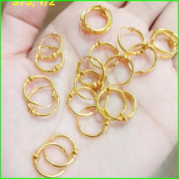 Gambar Anting emas 375 model ring variasi 1/2 gram (Banyak Model) - pentol bulat dari abigailrejeki undefined Tokopedia