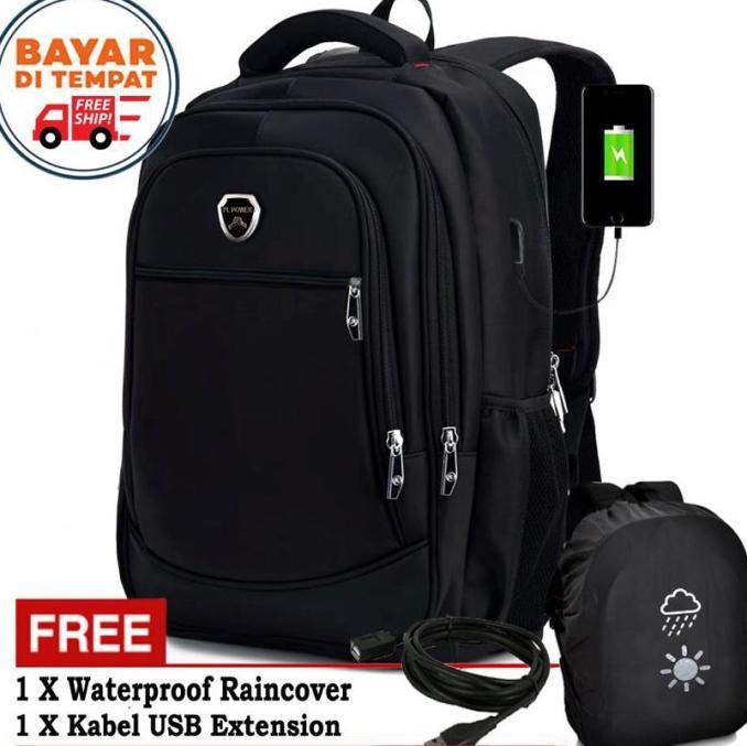 Gambar Tas Polo Power Original Backpack USB Tas Kantor Pria Ransel Laptop USB - Hitam dari imagalery undefined Tokopedia