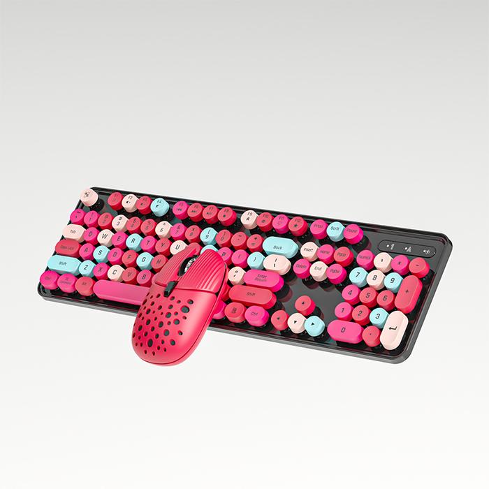 Gambar Jovitech Wireless Keyboard And Mouse Set Mixed Cute Color - KM01 - Rosey red dari Jovitech Offical Store undefined Tokopedia