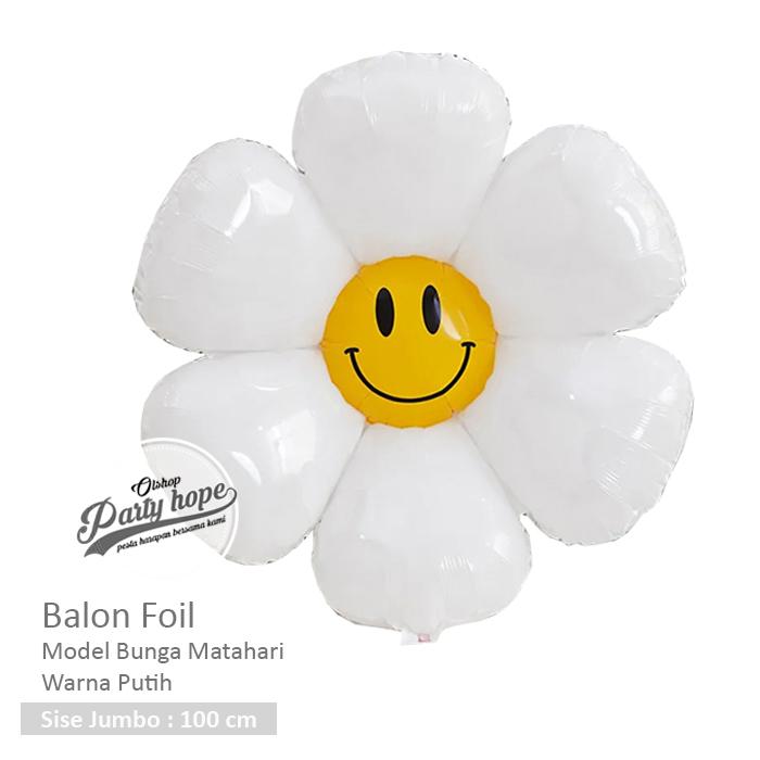 Gambar Balon Foil Bunga Matahari putih / sun flower / bunga matahari mini - daisy_smile dari PARTY HOPE 2 undefined Tokopedia