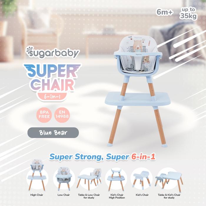 Gambar Sugar Baby - Super Chair High Chair 6in1 | Kursi Makan Bayi 6m+ - Blue Bear dari nielbaby undefined Tokopedia