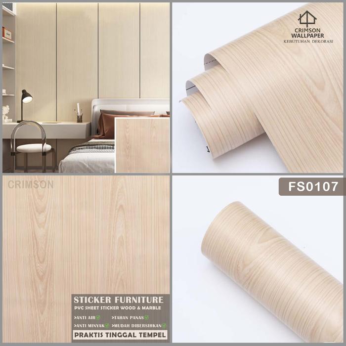 Gambar STIKER HPL PELAPIS KAYU MEJA LEMARI STICKER HPL TACON - 0107-CREAM KAYU dari CRIMSON DECOR undefined Tokopedia