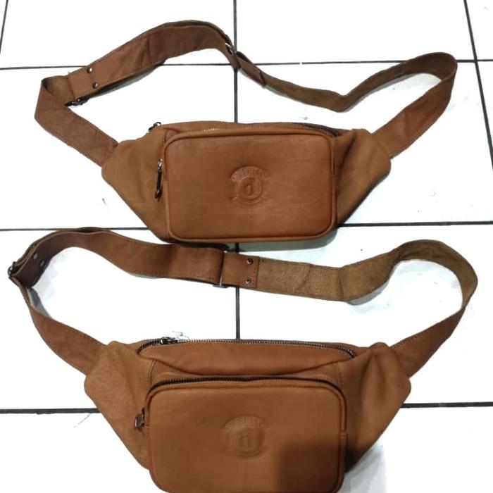 Gambar Waistbag bag tas pinggang pria full kulit asli tas + tali kulit - tan dari barangbagus shop undefined Tokopedia
