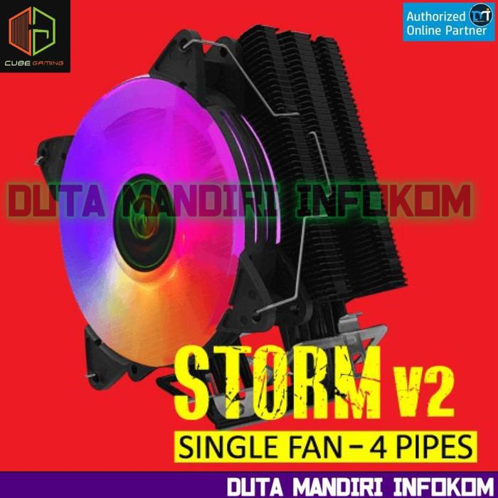 Gambar Cube Gaming STORM V2 - ARGB 120mm Air CPU Cooler I AM5 Ready - Single - Black  dari Duta Mandiri Infokom undefined Tokopedia