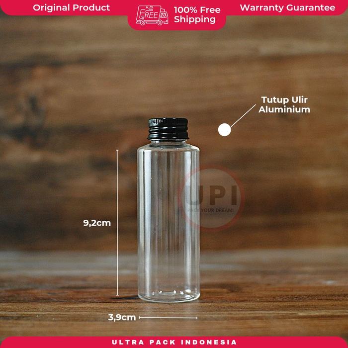 Gambar BOTOL PET RF 100ML CLEAR & TUTUP ULIR ALUMINIUM HITAM dari ULTRA PACK INDONESIA undefined Tokopedia