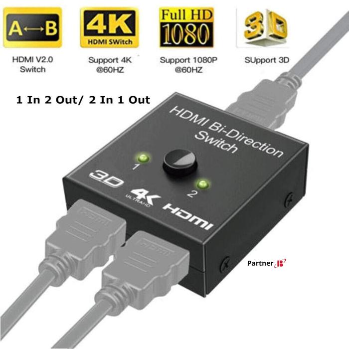 Gambar HDMI Switcher HDMI 2 in 1 Out Bi-directional 2 Port 4K dari TjlStore undefined Tokopedia