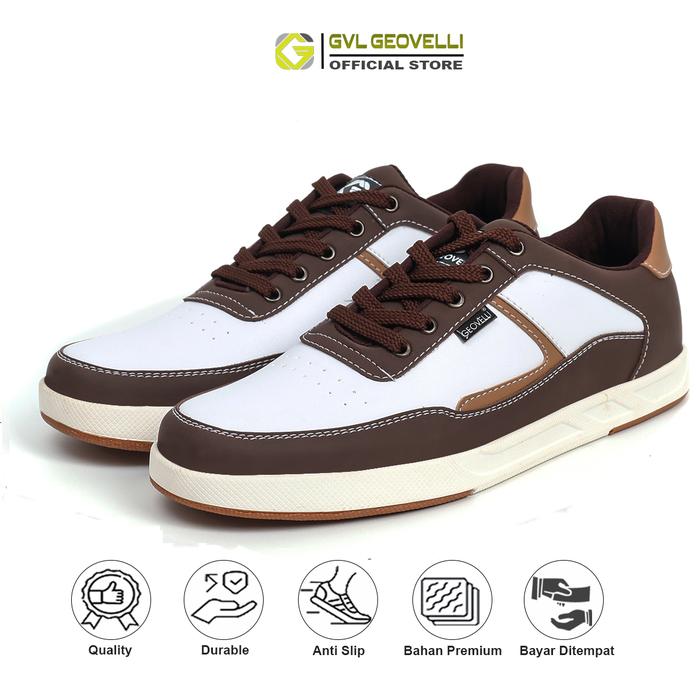 Gambar GVL Geovelli G-3128 Sepatu Sneaker Putih Pria Cowok Distro Bandung Putih Coklat Casual Shoes Snekers Hitam Black Kerja - Putih, 39 dari Geovelli undefined Tokopedia