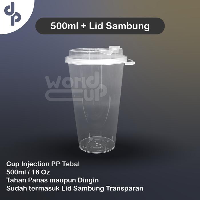 Gambar Paket Gelas Cup Injection + Lid Tahan Panas dan Dingin PP 25 pcs - 500 ml, Transparan dari World Cup Official undefined Tokopedia