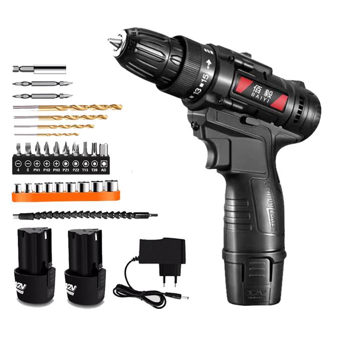 Gambar Mesin Bor Baterai Tangan Cordless/ Bor Baterai / Bor dampak - 2Baterai+27PCS dari MONQIQI undefined Tokopedia