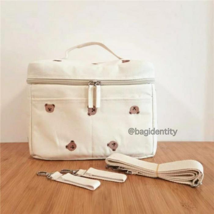 Gambar Tas Bayi Multifungsi Diaper Bag Stroller Korea Asi Kado Lahiran Gift - Cream Bears dari BagIdentity undefined Tokopedia