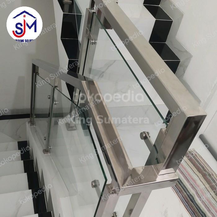 Jual railing tangga stainless kaca tempered, railing tangga kaca ...