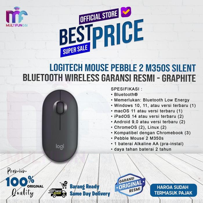 Gambar Logitech Mouse Pebble M350 & M350s Wireless (BLACK) Garansi Resmi - Pebble 2 M350s - Pebble 2 M350s dari Multifungsi Online undefined Tokopedia