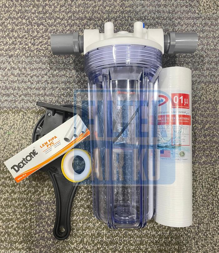Gambar Paket Filter Air 10" 1 Tahap Housing + Sedimen Untuk Air Keruh / Kotor - Clear-Nanotec, Drat 3/4 dari Filterairku Jakarta undefined Tokopedia