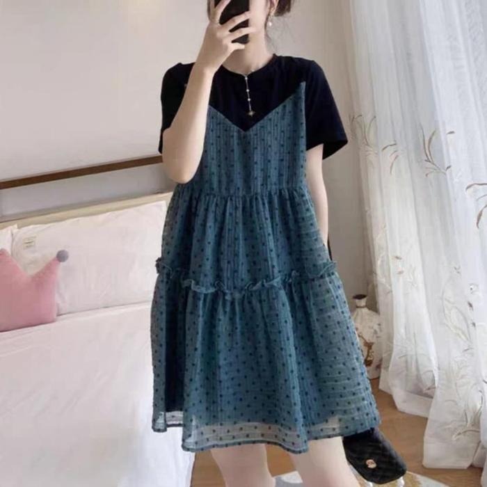Gambar FS 40174 Dress casual elegant MONZ BAJU wanita mini bahan modal flocked organza premium ld102 size xl import dari Gaya Cantik1 undefined Tokopedia