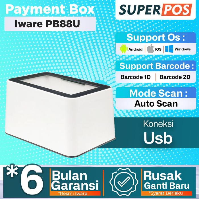 Gambar Payment Box Qris  Barcode Scanner 2D Usb Iware PB88U - Usb dari Super Pos undefined Tokopedia