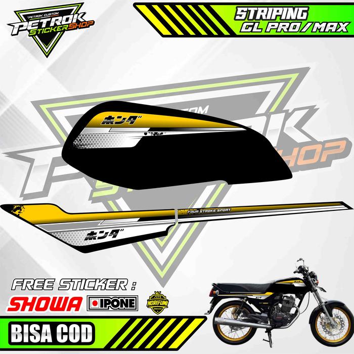Gambar STRIPING VARIASI GL PRO - GL MAX / STICKER LIST MOTOR HONDA GL PRO/MAX - Kuning, VYNIL PREMIUM dari Petrok Striping undefined Tokopedia