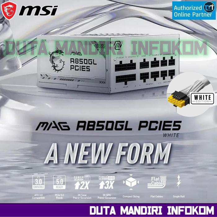Gambar MSI MAG A650GL A750GL A850GL - 80+ Plus GOLD Fully Modular PSU - A850GL-WHITE dari Duta Mandiri Infokom Kota Administrasi Jakarta Pusat Tokopedia
