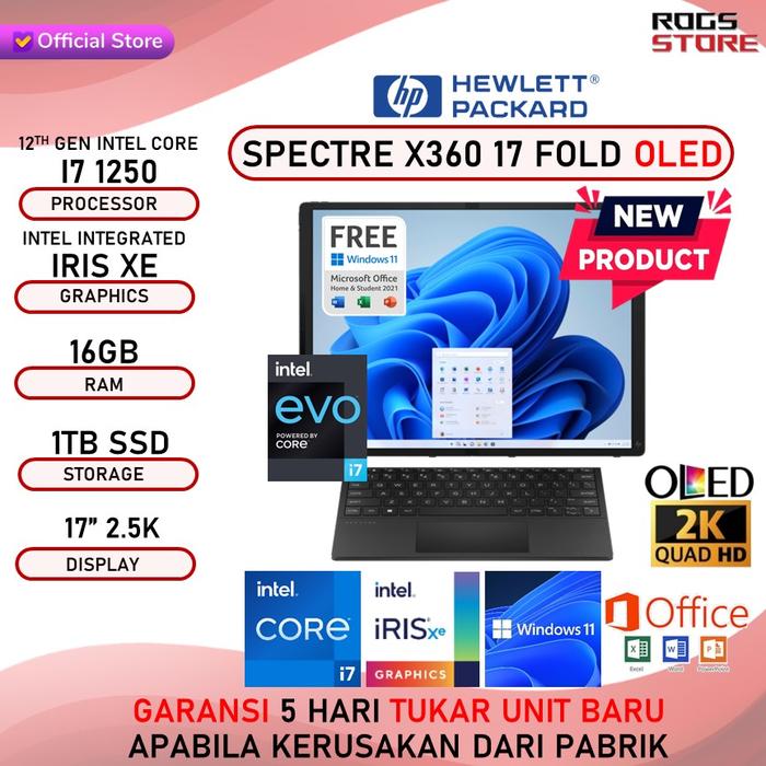 Gambar HP SPECTRE X360 17 FOLD TOUCH OLED I7 1250 16GB 1TB OHS 17" CS0005TU - STANDARD dari ROGS STORE undefined Tokopedia
