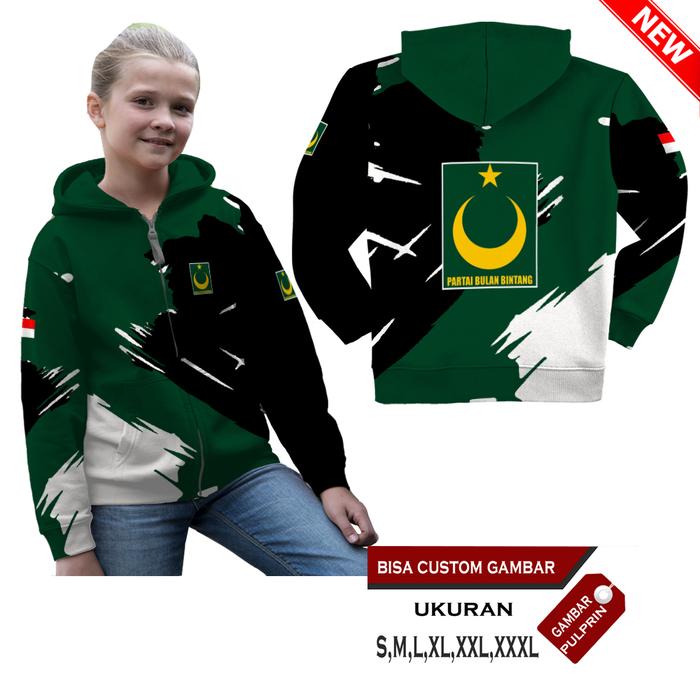 Gambar jual jaket hoddie unisex partai pbb bulan bintang full printing - ZHA, XXL dari Aywunaz Custom undefined Tokopedia