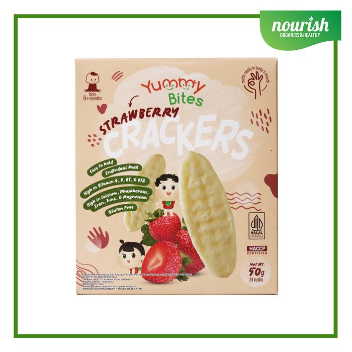Gambar Yummy Bites Rice Crackers/Biskuit Bayi 6m+ - Strawberry dari Nourish Indonesia undefined Tokopedia