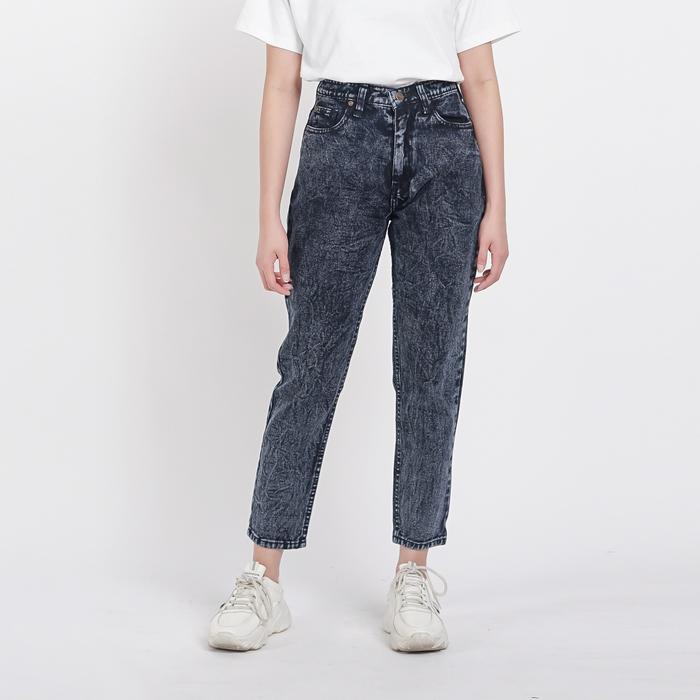 Gambar ESROCTE Zaya Pants | Celana Boyfriend Jeans High-Waist Wanita –002– 26–38 - Black Snow, 26 dari Esrocte Store undefined Tokopedia